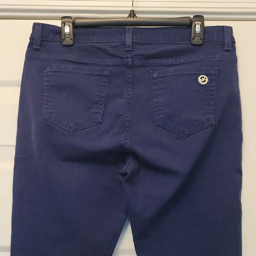 Michael Kors Women’s Deep Blue Denim Skinny Jeans Size 10 Mid Rise Stretch Class
